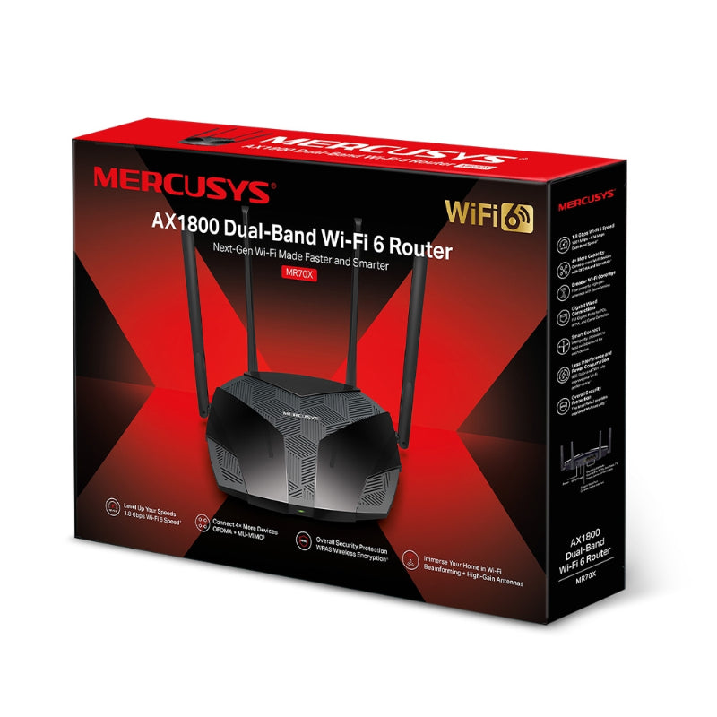Mercusys Wi-Fi Router Dual-Band AX1800 MR70X – Black
