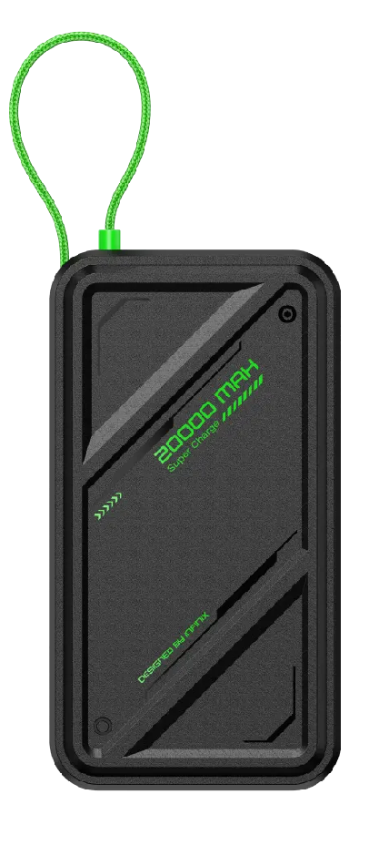 باور بانك Infinix GT Power XP20GT بسعة 20000 مللي أمبير، قدرة 55 وات مع كابل USB-C مدمج، 3 منافذ – أسود