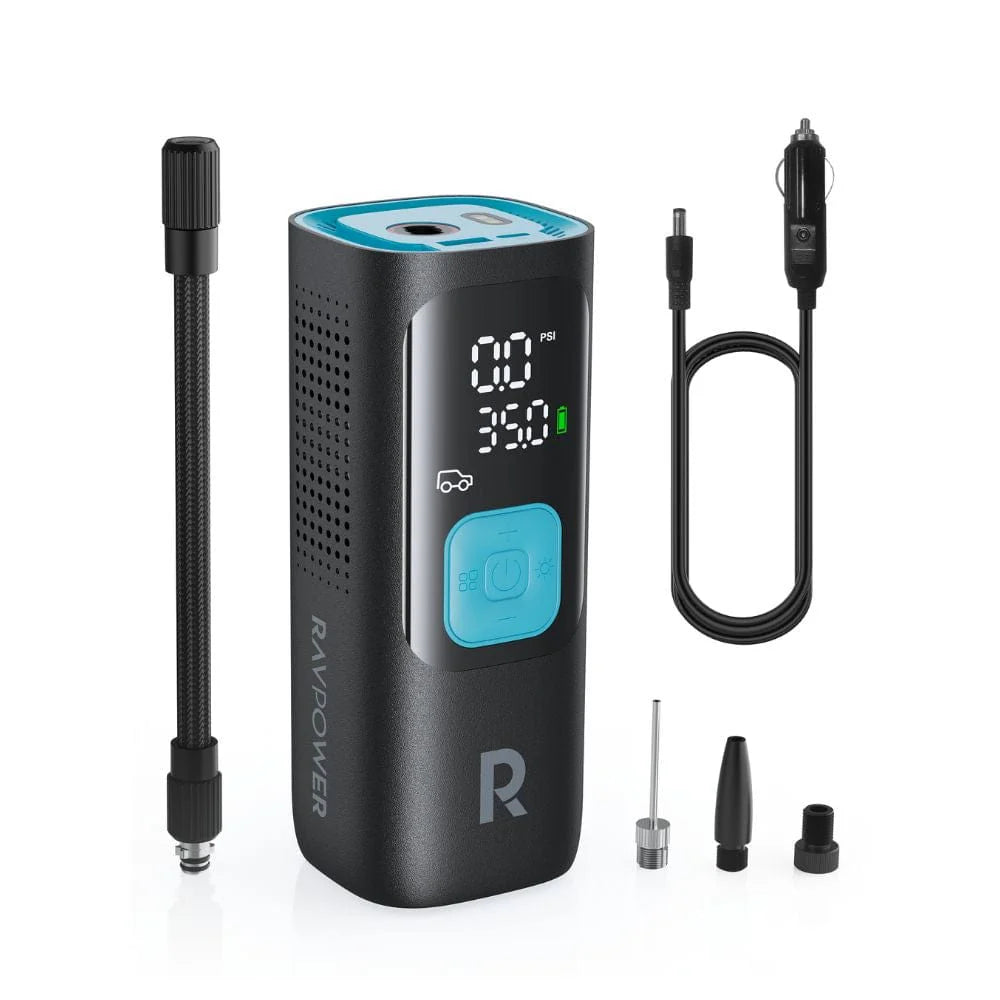 ضاغط هواء RAVPower ، بطارية 7500 مللي أمبير، قدرة 60 واط – أسود