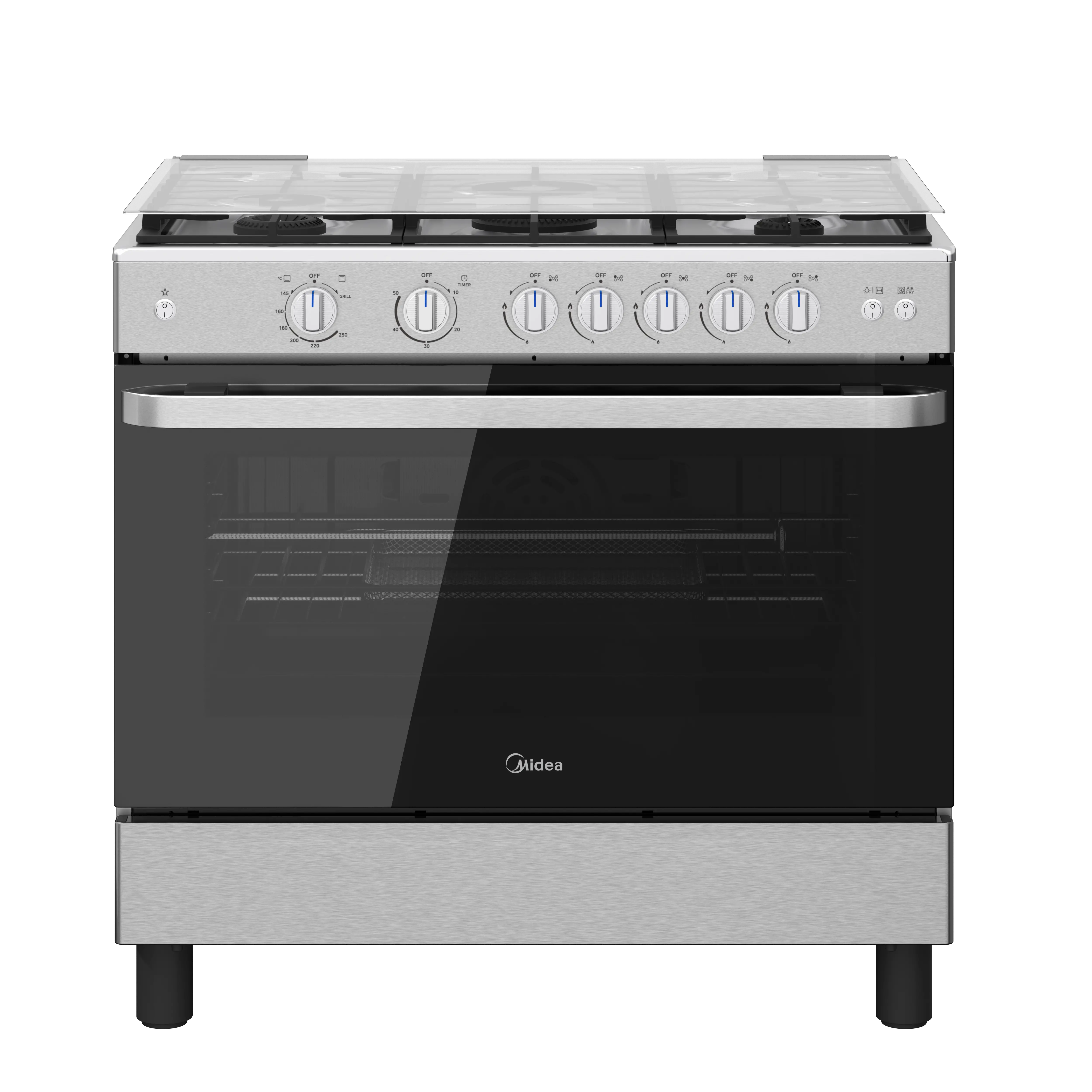 Midea 90cm Freestanding Gas Cooker – 5 Burners, Full Safety, MFO-MG36LE(SS)-VT Stainless Steel