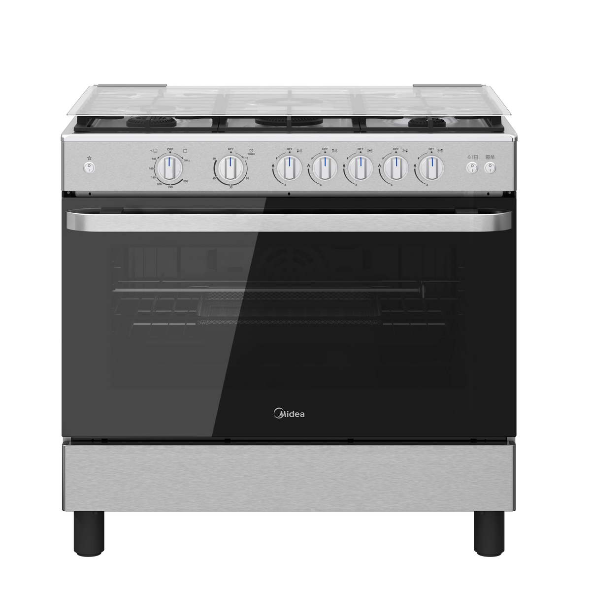 Midea 90cm Freestanding Gas Cooker – 5 Burners, Full Safety, MFO-MG36LE(SS)-VT Stainless Steel