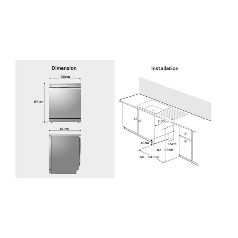 LG 14-Place QuadWash Dishwasher with TrueSteam, Heat Dry and Wi-Fi – Prime Silver (DFC287HVS)