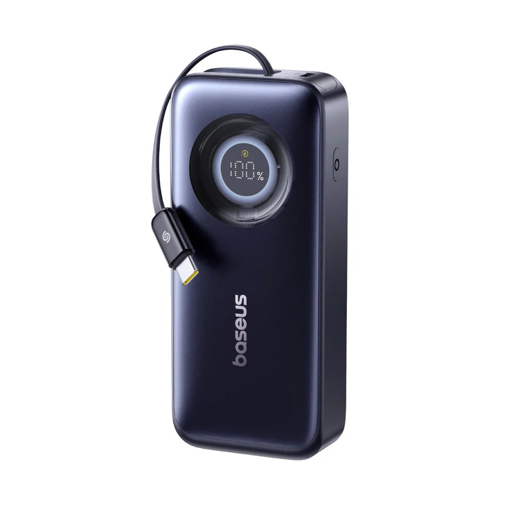 باور بانك Baseus، سعة 20000mAh، شحن سريع 100W مع كابل مدمج، CR121، أسود