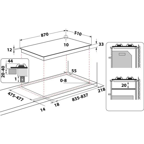 Ariston Hotpoint Built-In Gas Hob 90cm 6 Burners (PHN 961 TS/IX/A) – Stainless Steel