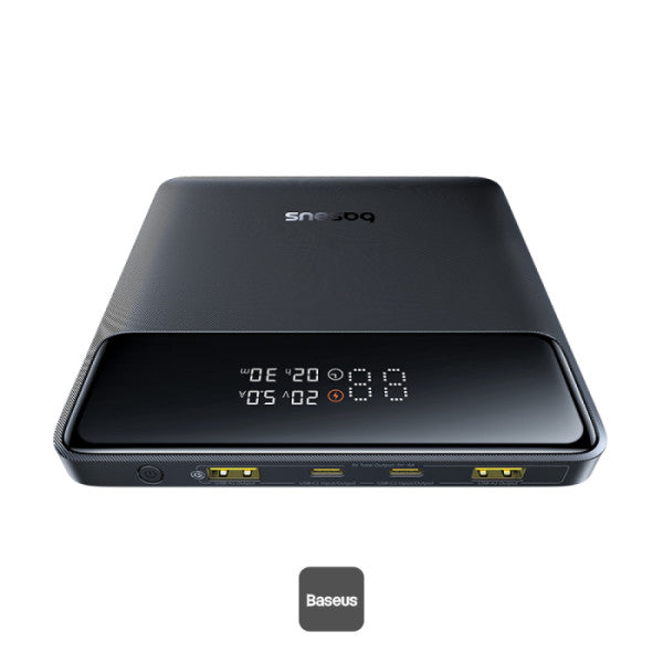 باور بانك Baseus، سعة 20000mAh، شحن سريع 100W مع كابل مدمج، CR121، أسود
