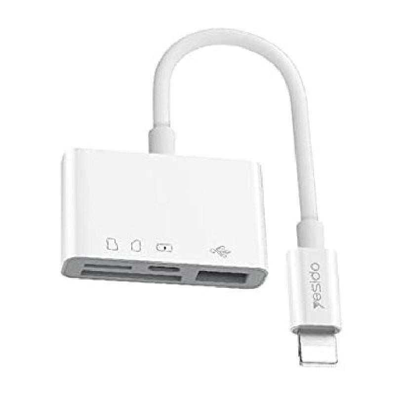 Yesido OTG Adapter Dual Lightning To TF & SD & USB, GS12 - White