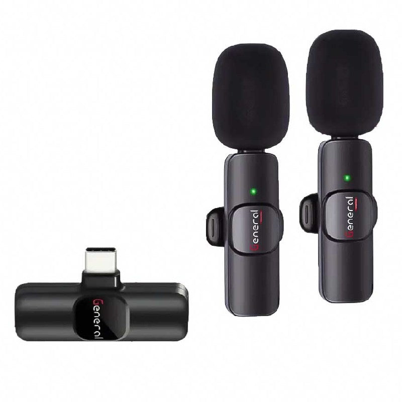 General G30 Type-C 2.4GHz Dual Channel Wireless Microphone System - Black