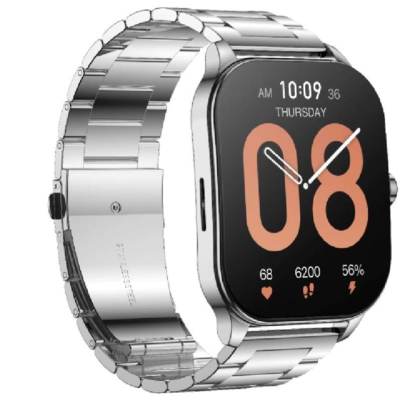 Amazfit Pop 3S Smart Watch (Metal Strap) - Silver