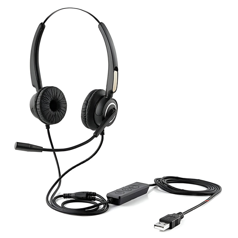 HP DHE-8000 USB Wired Headphone With Mic - Black