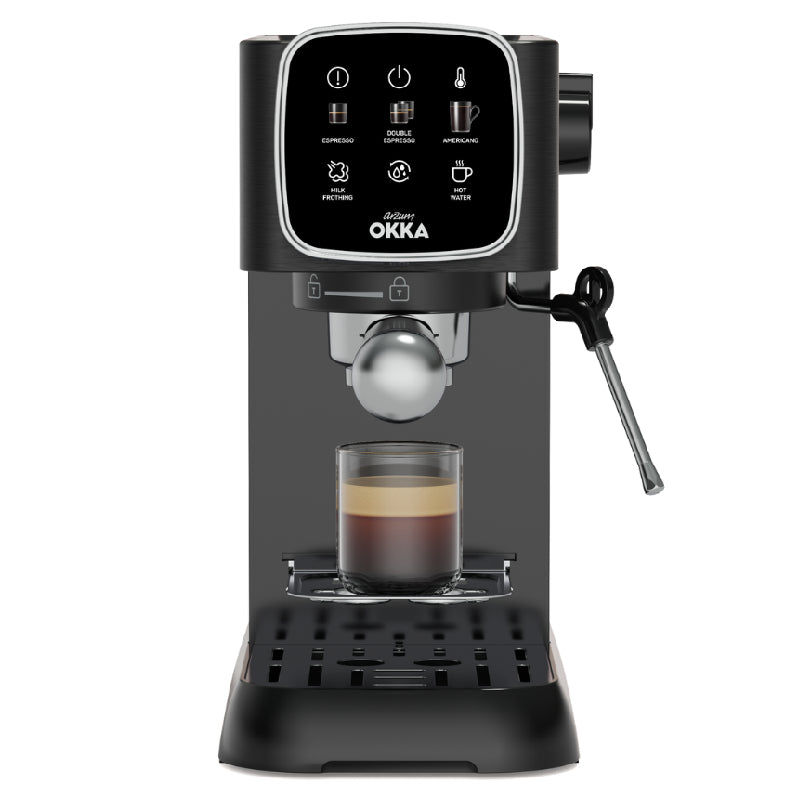 Arzum OKKA Solo Semi Automatic Espresso Machine, OKOO34/0400 - Black*Sliver