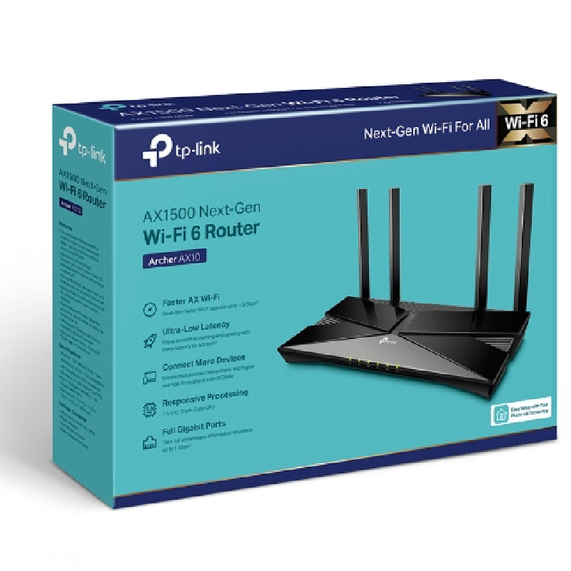 TP-Link Archer AX10 Wi-Fi 6 Router, AX1500 - Black