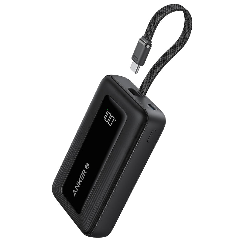 Anker Zolo Power Bank 10000mAh, 30W, Built-in USB-C Cable, A1688H11 - Black
