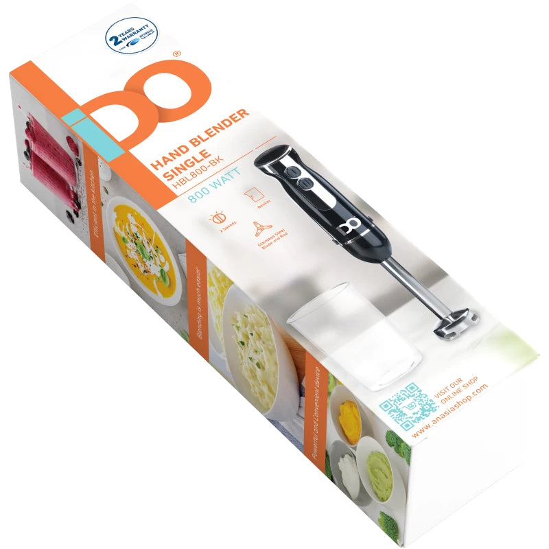 IDO Hand Blender 800 Watt, 600 ml, HBL800-BK - Black 
