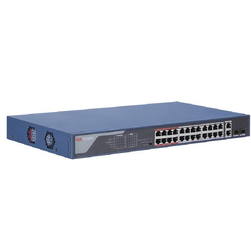 Hikvision PoE Switch 24 Port Fast Ethernet Unmanaged, DS-3E0326P-E(B) - Dark Blue