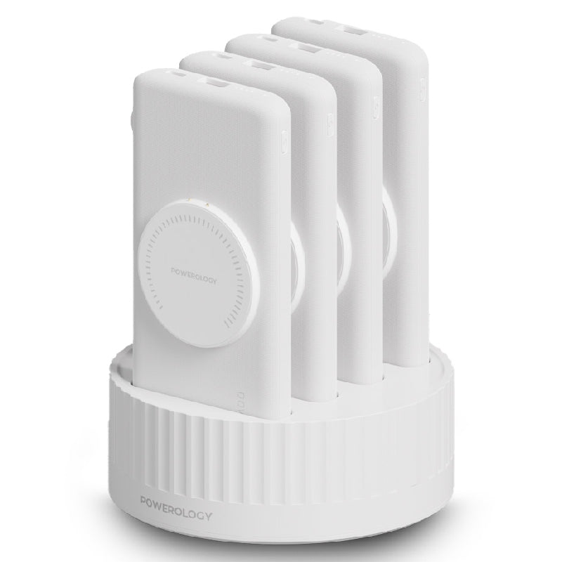 Powerology 4 in 1 Power Station 10000mAh, PD ,100W, QC Wireless Power Bank, PPBCHA2641WH - White