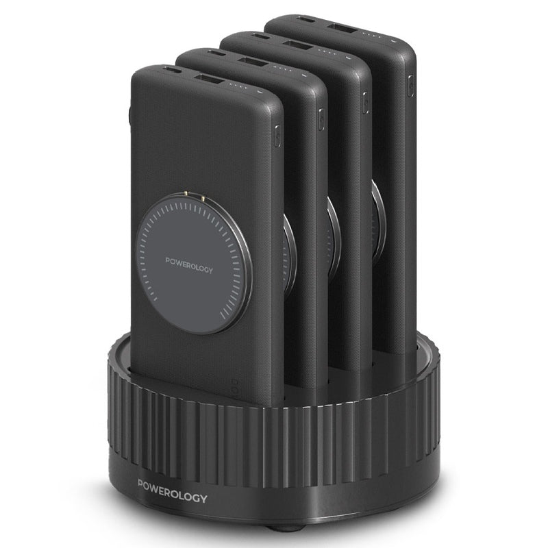Powerology 4in1 Power Station 10000mAh, PD, 100W, QC Wireless Power Bank, PPBCHA2641BK - Black