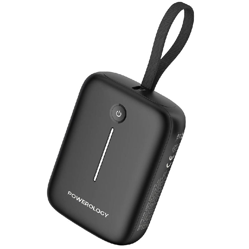  Powerology 10000 mAh Power Bank With USB-C Cable, 20W, PPBCHA66-BK - Black