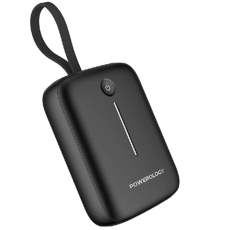  Powerology 10000 mAh Power Bank With USB-C Cable, 20W, PPBCHA66-BK - Black