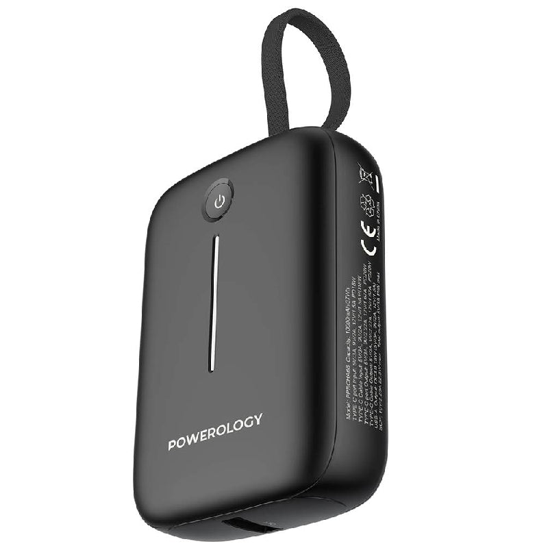  Powerology 10000 mAh Power Bank With USB-C Cable, 20W, PPBCHA66-BK - Black