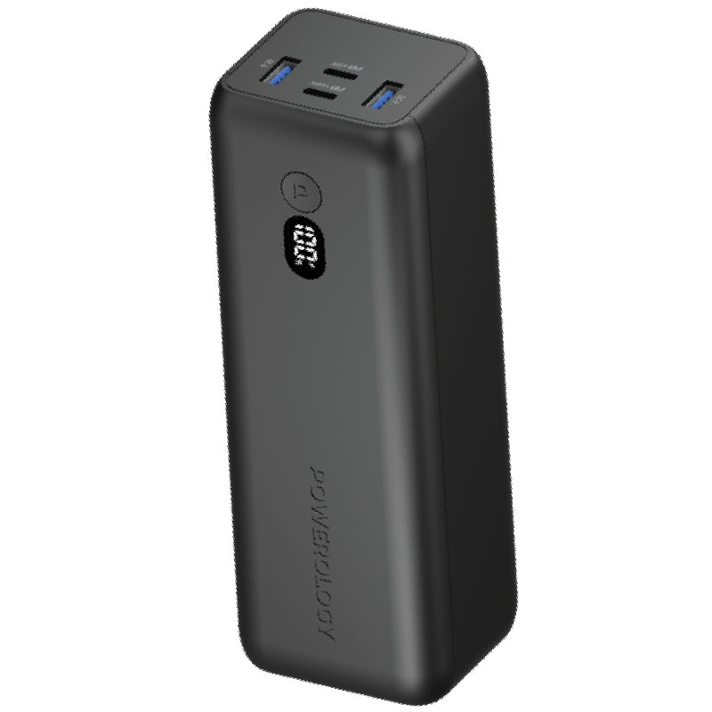 Powerology Onyx 30000mAh Dual USB-C Power Bank, 100W, PP020 - Black