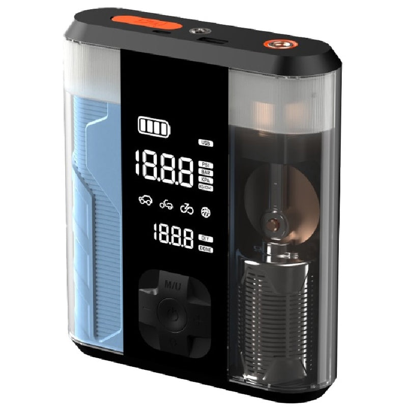 Powerology 8800mAh Jump Start Air Compressor, PPBCHA47-TP - Transparent