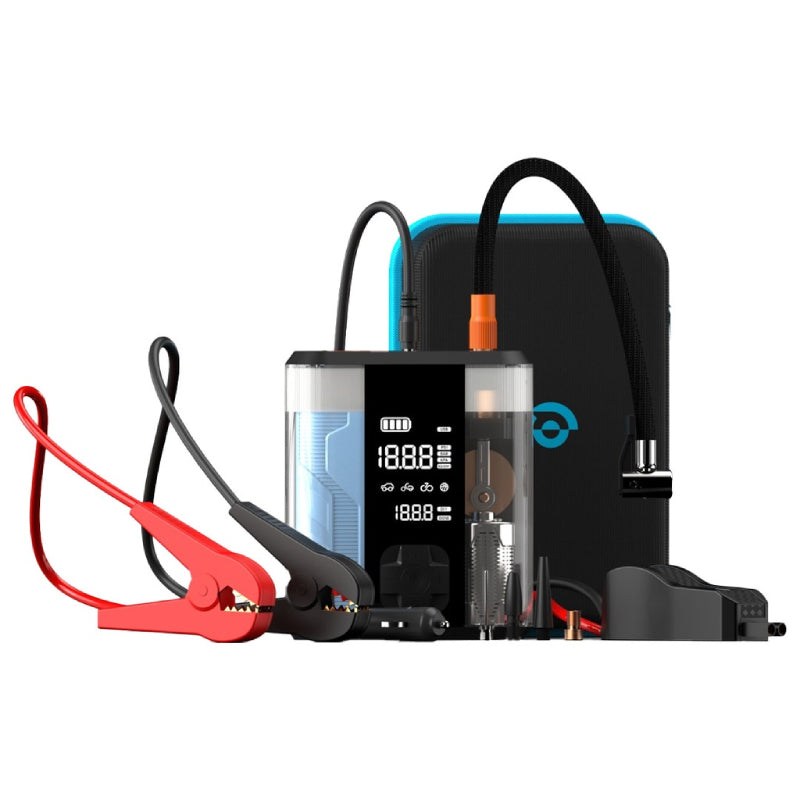 Powerology 8800mAh Jump Start Air Compressor, PPBCHA47-TP - Transparent