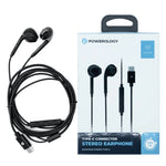 Powerology Stereo USB-C Earphones 1.2M, PSTREPBK - Black