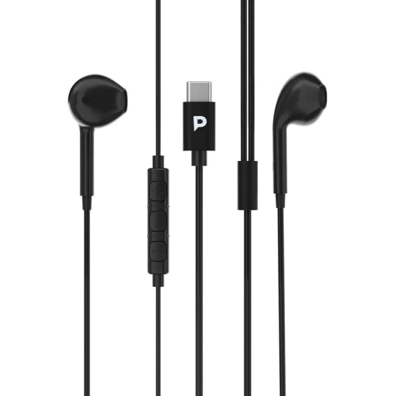 Powerology Stereo USB-C Earphones 1.2M, PSTREPBK - Black