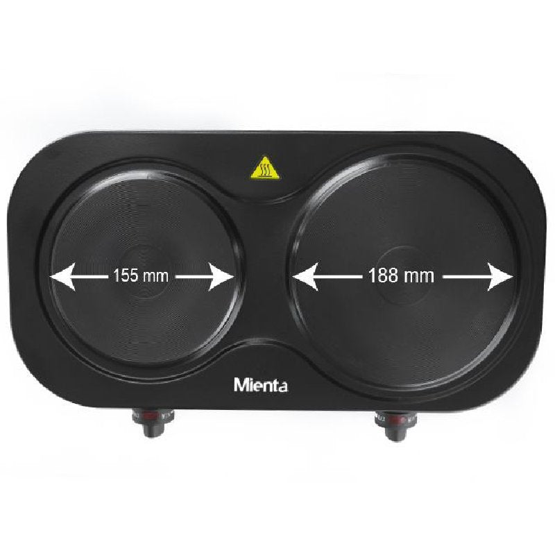 Mienta Duetto Hot Plates, 2 Burners, 2500 Watt, HP41225A - Black