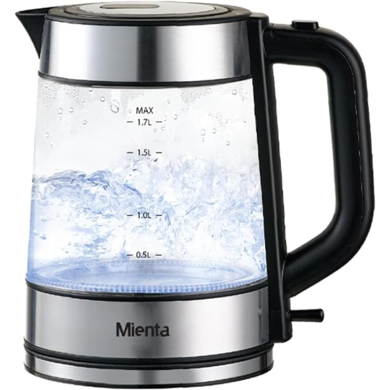 Mienta Verre Water Kettle, 1.7 Liter, 2200 Watt, EK201837A - Glassy