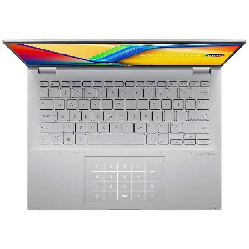 Asus Vivobook S14 Flip Laptop, Intel® Core™ i5-13420H , 16GB Ram, 512GB SSD, Intel UHD, 14" WUXGA, Win 11, TP3402VA-LZ065W - Cool Silver