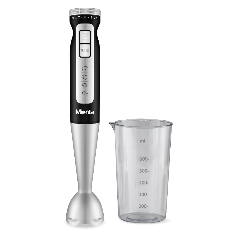 Mienta Hand Blender, 1000 Watt, 600 ml Cup, Turbo Speed, Stainless Steel, HB111338A - Black
