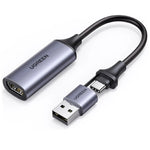 Ugreen 40189 HUB HD USB 2.0 Video Capture Card (USB-C + USB A To HDMI 4k - 60hz) - Gray