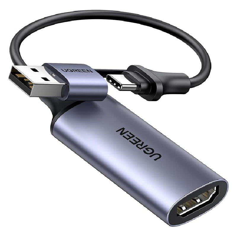 Ugreen 40189 HUB HD USB 2.0 Video Capture Card (USB-C + USB A To HDMI 4k - 60hz) - Gray