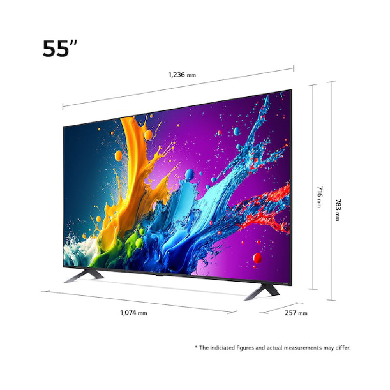 LG QNED AI QNED80 4K Smart TV, 55 Inch With AI Magic remote, HDR10 webOS24, 55QNED80T6B - Black