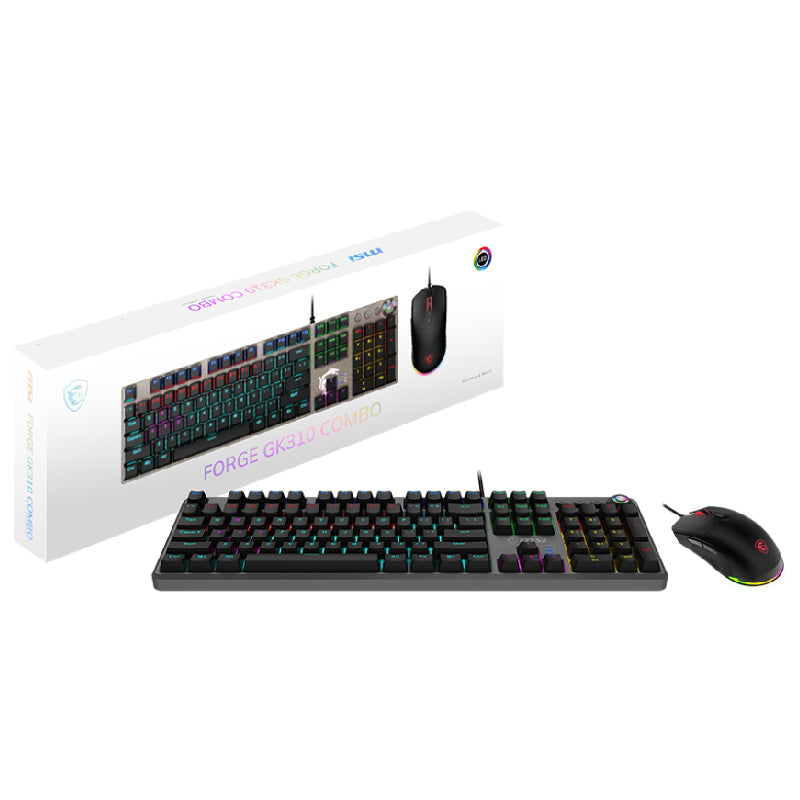Msi Forge GK310 Combo Keyboard And Mouse, Red Switchwes - Black