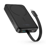 Baseus 10000mAh Magnetic Mini Wireless Fast Charge Power Bank, 30W With Built-In Type-C Cable, P1002210B113-00 - Black