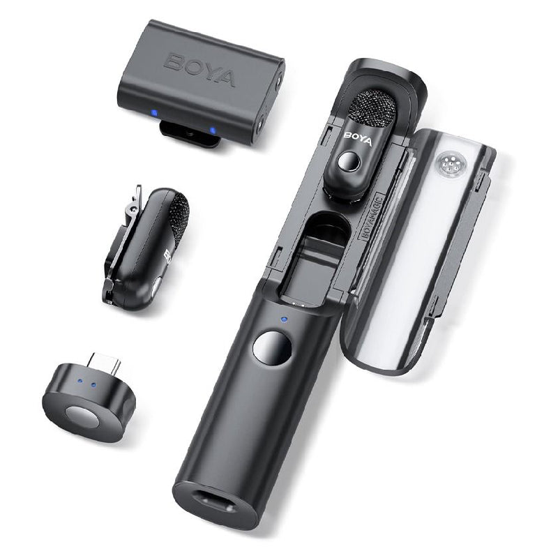BOYA Magic-03 AI Transformable Wireless Microphone To USB-C & 3.5mm With Charging Case - Black