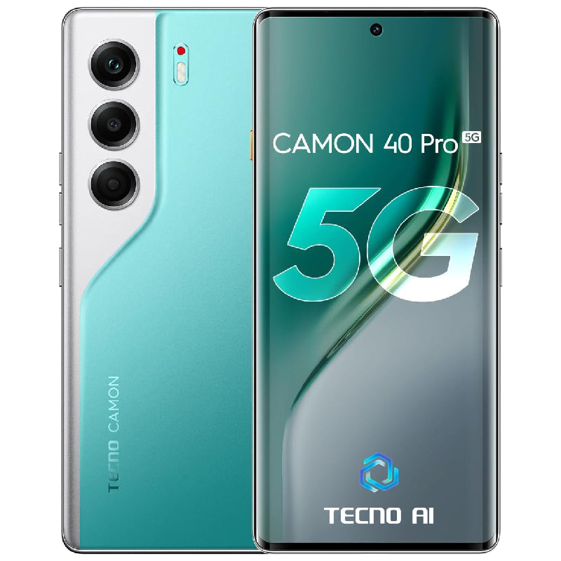 Tecno Camon 40 Pro 5G, 12GB Ram, 256GB - Emerald Lake Green With Tecno Buds 4