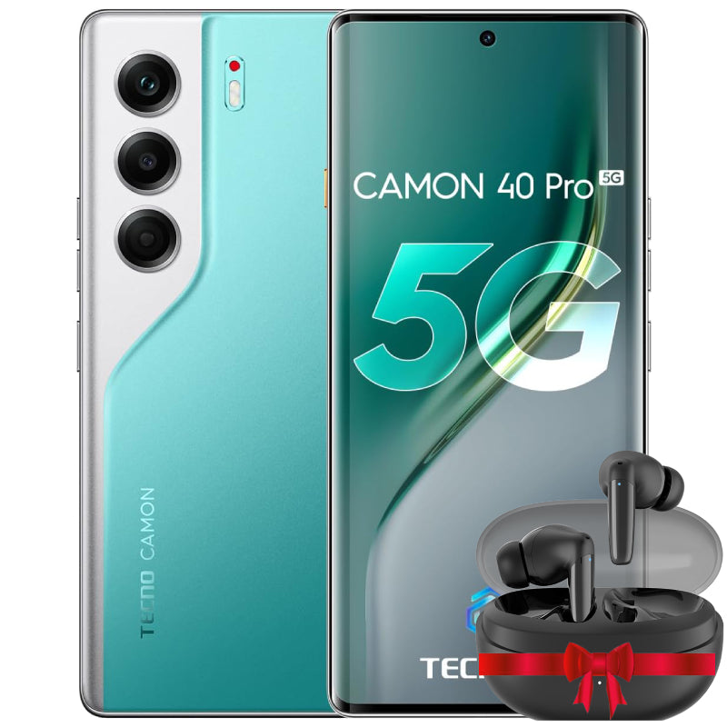 Tecno Camon 40 Pro 5G, 12GB Ram, 256GB - Emerald Lake Green With Tecno Buds 4