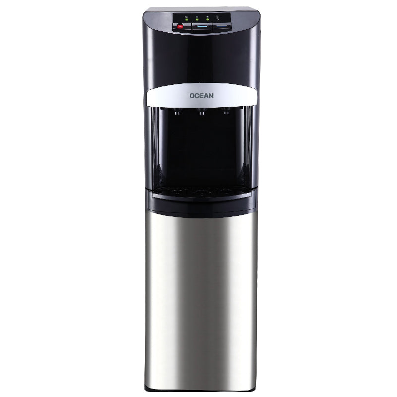 Ocean Water Dispenser, 3 Taps, (Cold - Hot - Normal), Bottom Loading, Stainless Steel, OCMWDB335 - Silver&Black