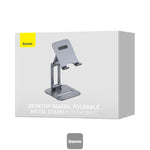 Baseus Desktop Biaxial Foldable Metal Stand For Phones, LUSZ000013 - Grey