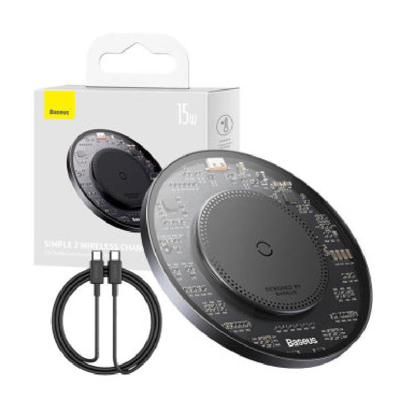 Baseus Simple 2 Fast Charge Wireless Charger, 15W, CCJJ050001 - Black