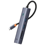 Baseus Flite Series 7-Port Hub, 4K Fast Charging, 100W PD, 2 USB 3.0 Ports, HDMI 4K@60Hz, RJ45 1000Mbps, SD/TF Card Reader, B00052805813-00 - Grey