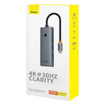Baseus UltraJoy Series 5-Port USB-C Hub, 4K 30Hz Clarity, 100W PD Charging, B00052801811-00 - Grey