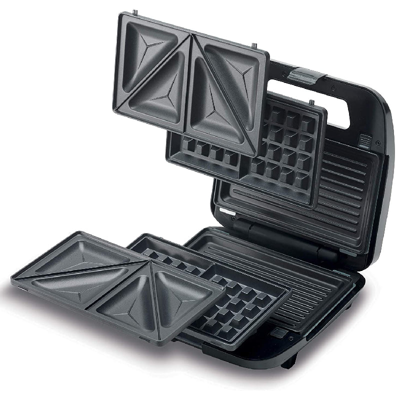 Kenwood Sandwich and Waffle Maker, 3 Slices, 750 Watt, SMM02 - Silver