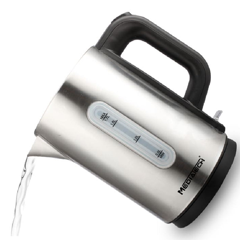 MediaTech Stainless Electric Water Kettle, 1.7 Liter, 2200 Watt, MT-KS400 - Silver