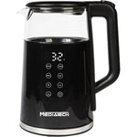 MediaTech Pyrex Digital Kettle, 1.7 Liter, 2200 Watts, With Temperature Selection Display, MT-KDP005 - Black