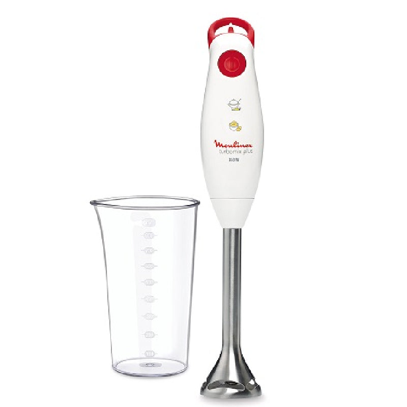 Moulinex Turbomix Plus Hand Blender, Stainless Steel Foot, 350 Watt, beaker 800 ml, DD1011EG - White