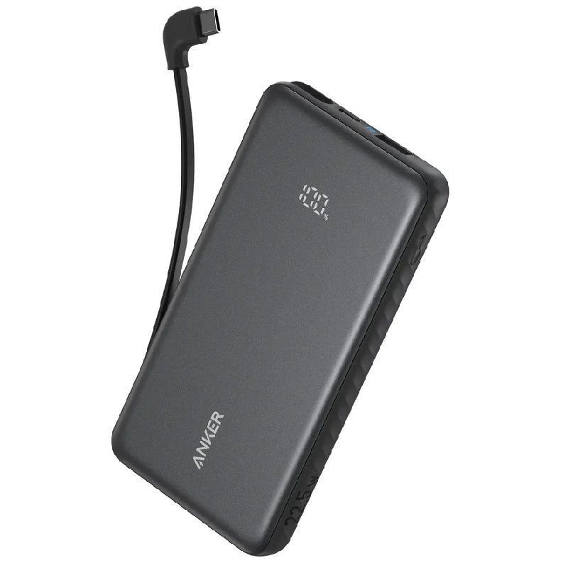 Anker Zolo Power Bank 10000mAh, 22.5W, Built-In USB-C Cable, A110DH11 - Black
